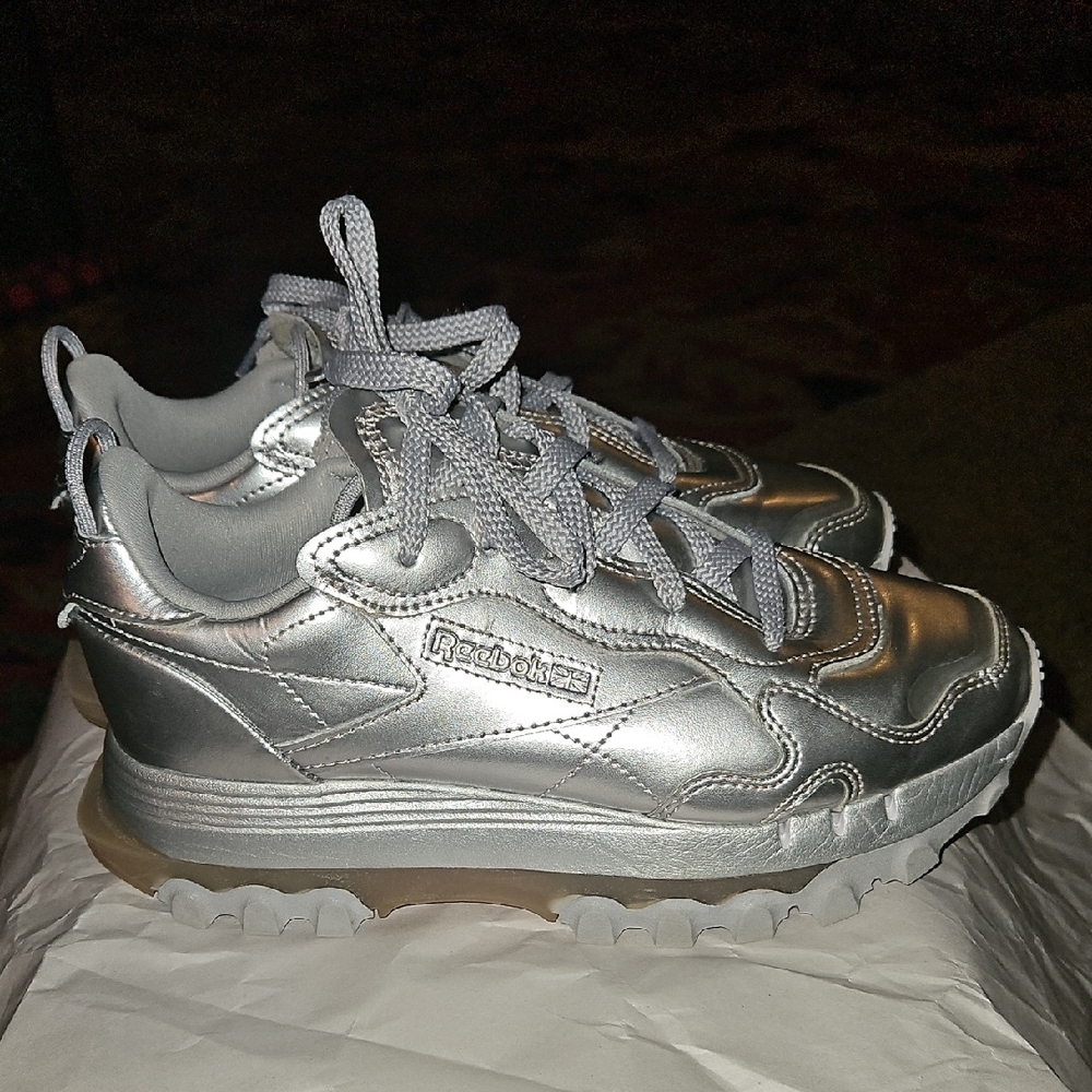 Reebok Cardi B X Classic Metallic Silver Chunky Sneaker Sz 7 NWOT